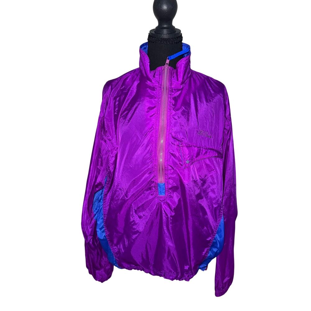 Vintage L.L.Bean Colorblock Windbreaker Jacket Purple Blue 90s Nylon Retro M